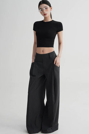 High-Waisted Striped Wide-Leg Pants