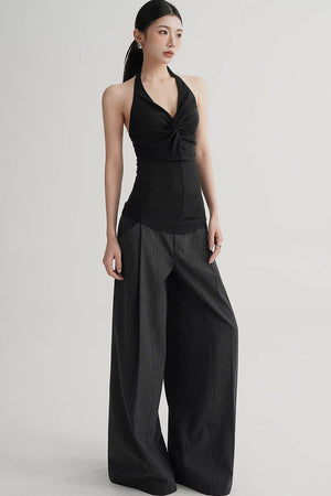 High-Waisted Striped Wide-Leg Pants