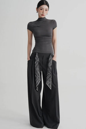 High-Waisted Striped Wide-Leg Pants