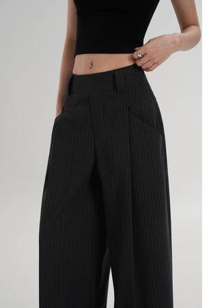 High-Waisted Striped Wide-Leg Pants
