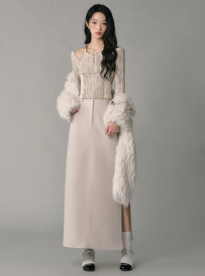 high-waisted suit skirt