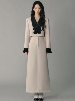 high-waisted suit skirt