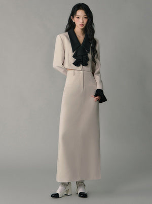 high-waisted suit skirt