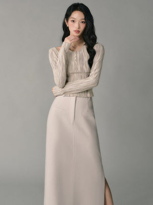 high-waisted suit skirt