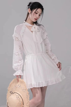 Holiday Lily-Of-The-Valley Embroidered Dress