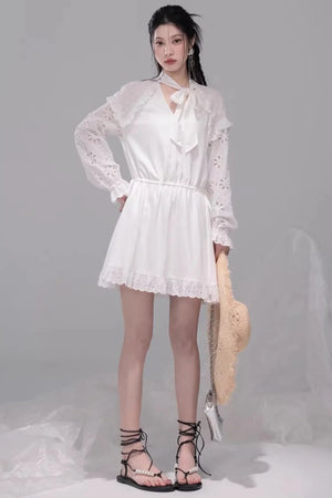 Holiday Lily-Of-The-Valley Embroidered Dress