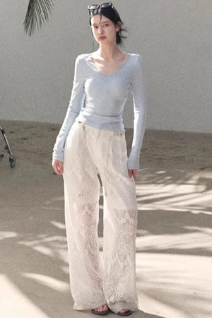 Hollow Crochet Lace Pants