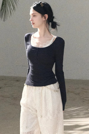 Hollow Crochet Lace Pants