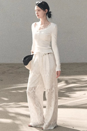 Hollow Crochet Lace Pants