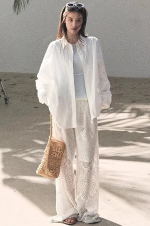 Hollow Crochet Lace Pants