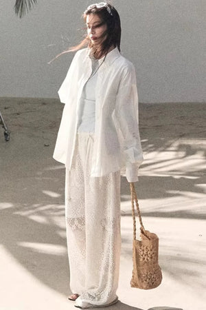 Hollow Crochet Lace Pants