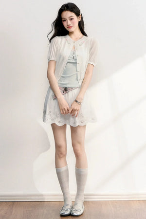 Hollow Embroidery A-Line Skirt