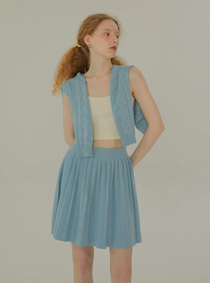 Hollow Knit Cardigan Set-Up