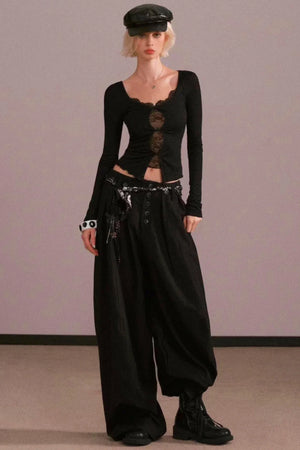 Hollow Lace Two-Piece Top