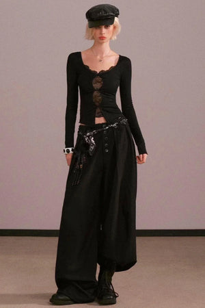 Hollow Lace Two-Piece Top
