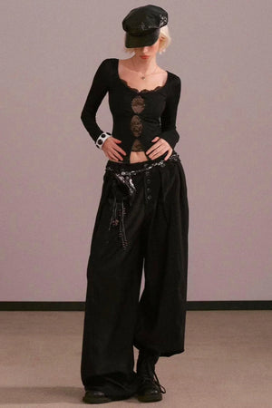 Hollow Lace Two-Piece Top