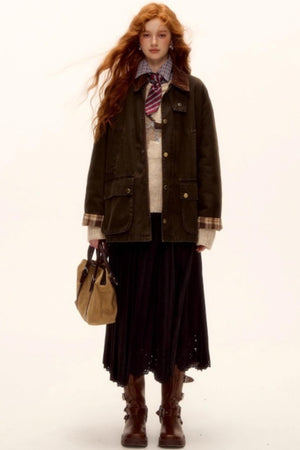 Hollow-Out Lace Suede Skirt