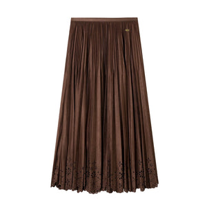 Hollow-Out Lace Suede Skirt