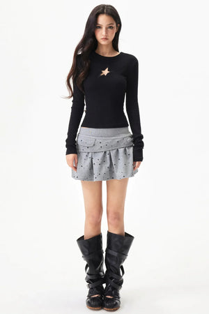 Hollow-Out Ribbed Knit Top