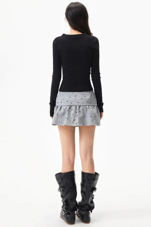 Hollow-Out Ribbed Knit Top