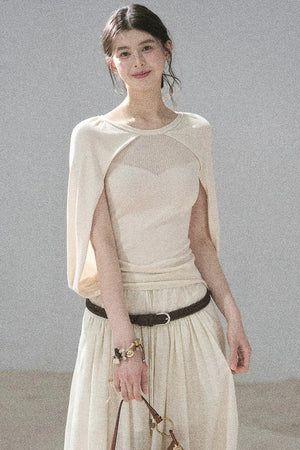 Hollow-Out Shawl Top