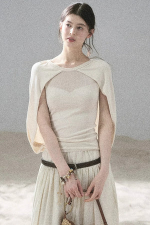 Hollow-Out Shawl Top