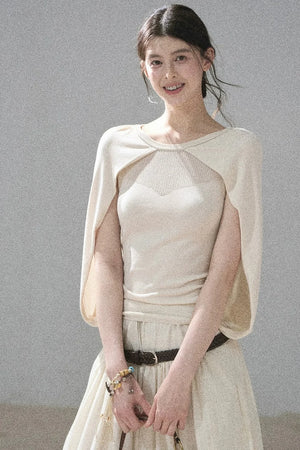 Hollow-Out Shawl Top