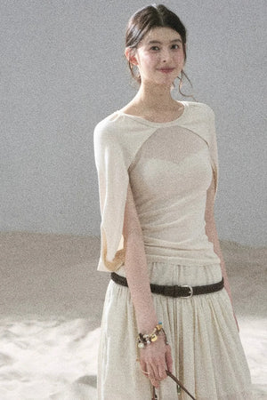 Hollow-Out Shawl Top