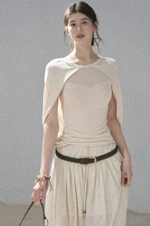 Hollow-Out Shawl Top