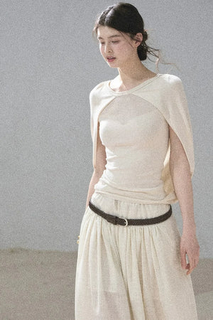 Hollow-Out Shawl Top