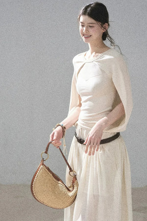 Hollow-Out Shawl Top