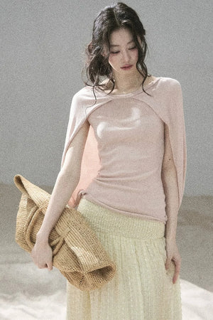 Hollow-Out Shawl Top