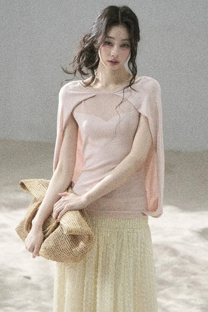 Hollow-Out Shawl Top