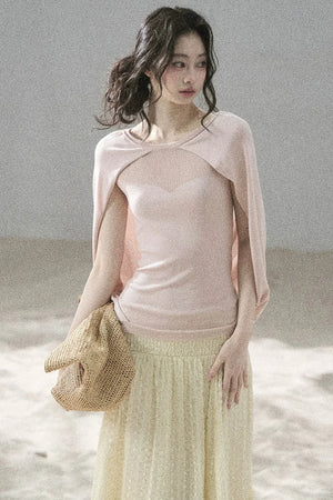 Hollow-Out Shawl Top