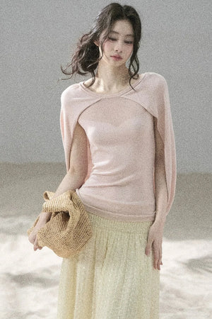 Hollow-Out Shawl Top
