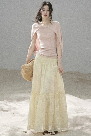 Hollow-Out Shawl Top
