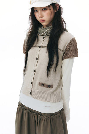 Hollow-out Short Sleeve Knit Cardigan