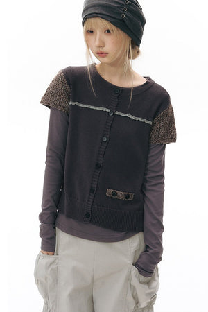 Hollow-out Short Sleeve Knit Cardigan