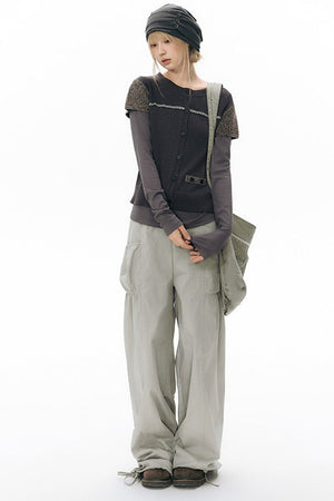 Hollow-out Short Sleeve Knit Cardigan