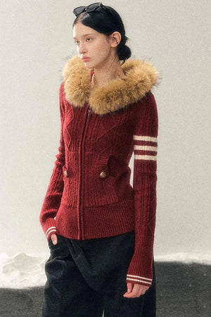Hooded Cable Knit Sweater