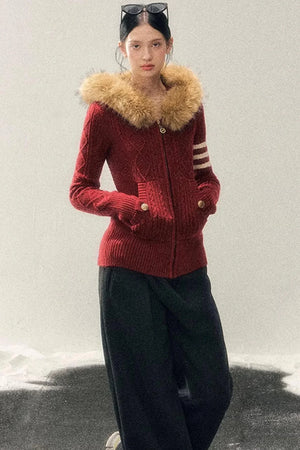 Hooded Cable Knit Sweater