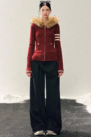 Hooded Cable Knit Sweater