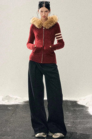 Hooded Cable Knit Sweater
