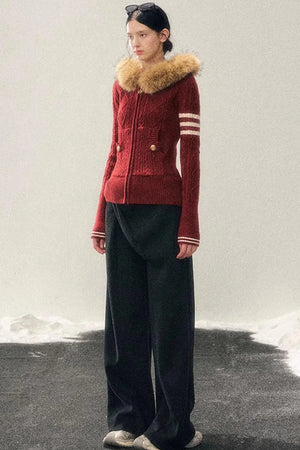 Hooded Cable Knit Sweater