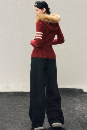 Hooded Cable Knit Sweater