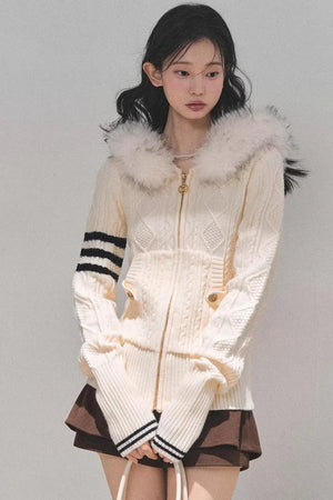 Hooded Cable Knit Sweater