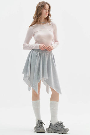 Hooded Gray Jacket and Skirt Set-Up