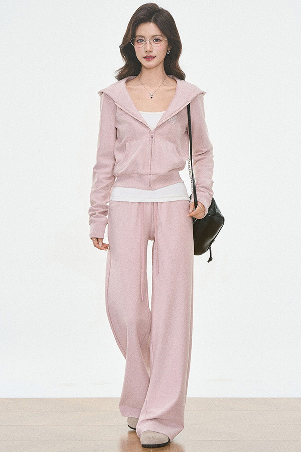 Hooded Knit Cardigan and Sweatpants Set-Up