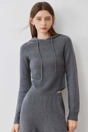 Hooded Knit Sweater & Wide-Leg Pants Set