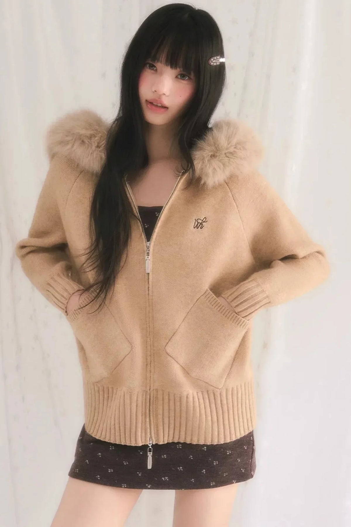 Hooded Knitted Fur Jacket